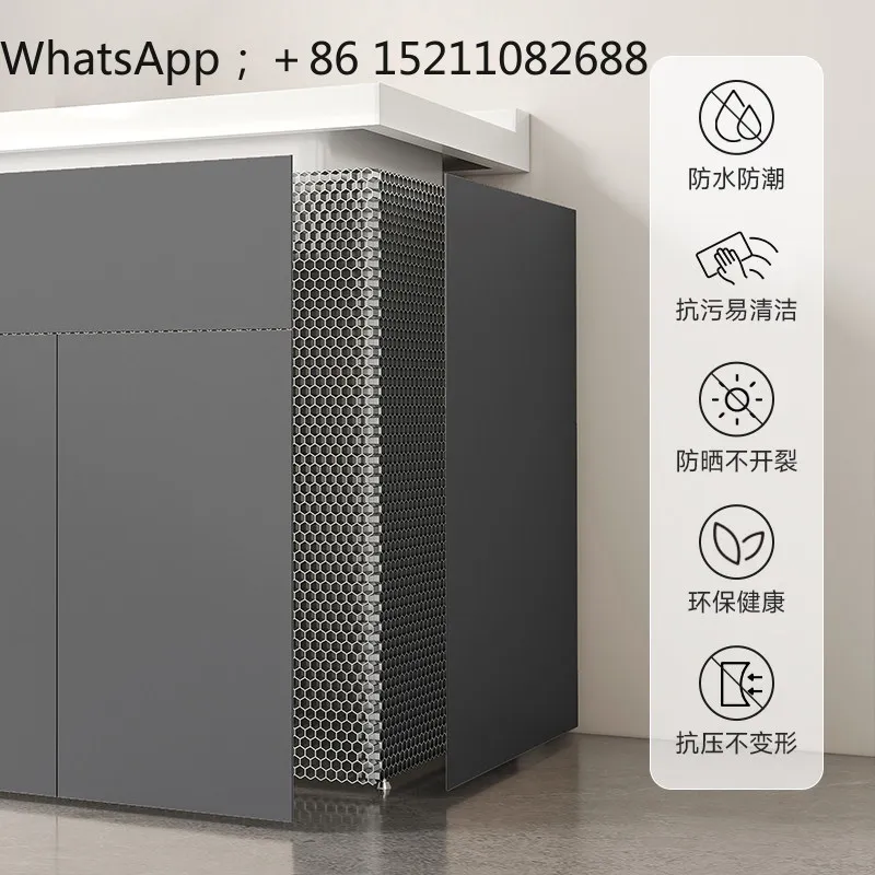 LLY small apartment washing machine cabinet integrated balcony stainless steel laundry sink basin with rubbing board combination