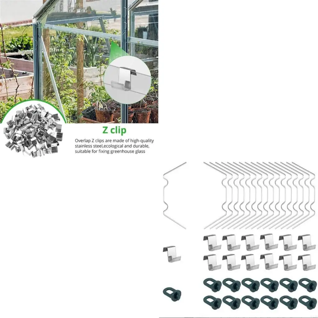 

F19B 100Pcs Greenhouse Frame W Bracket Clip With Fixing Clip and Plant Hanging Hook Clip For Greenhouse Garden Stability