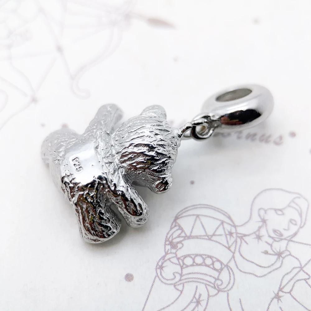 Authentic 925 Sterling Silver Teddy Bear Red Heart Charm Pendant Cute Gift For Women Fits Charms Bracelet Necklace DIY Jewelry