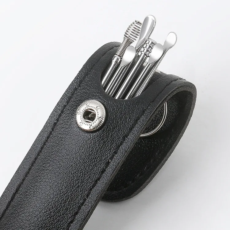 Portátil 6 pçs conjunto de ferramentas de limpeza orelha picareta bestseller ferramenta de escavação de cera earwax colher de limpeza de cera de ouvido colher