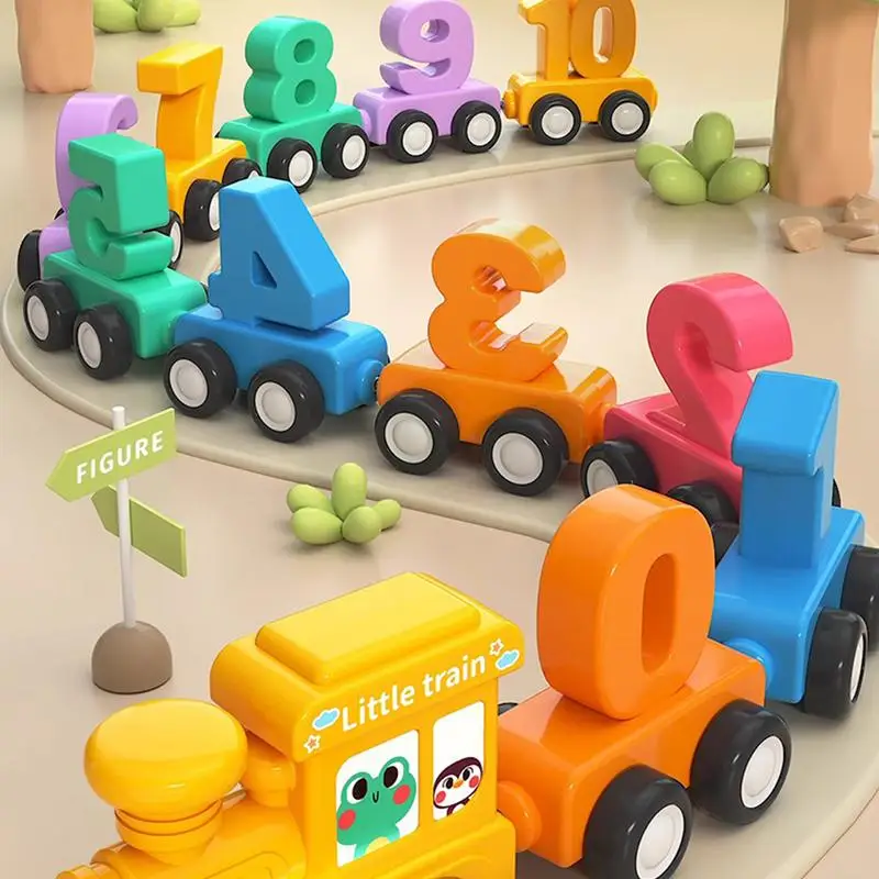 1 conjunto de número de trem magnético brinquedo de madeira carros de aprendizagem com números cor trem montessori brinquedos para crianças criança transporte da gota