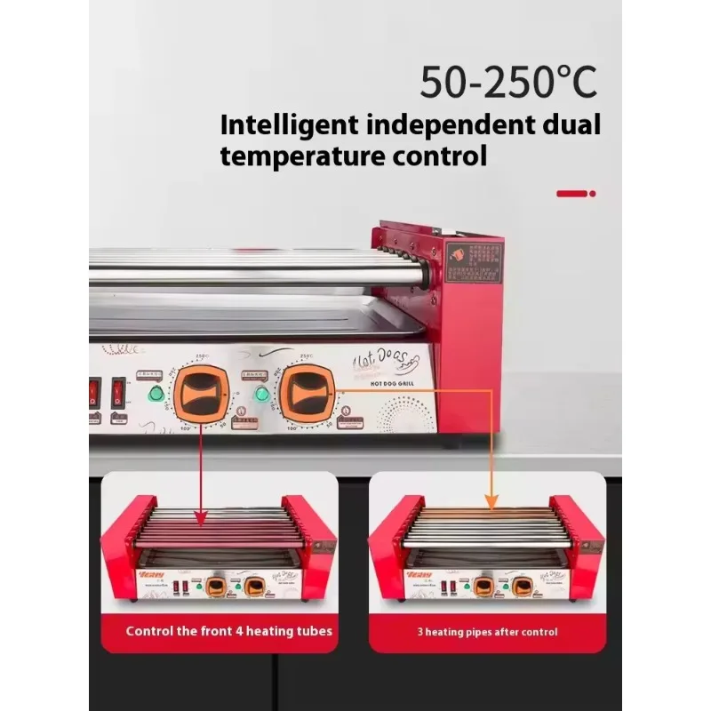 Commercial Adjustable Insulation Sausage Oven Stainless Steel Five Row High-efficiency Evenly Heated Hot Dog Machine