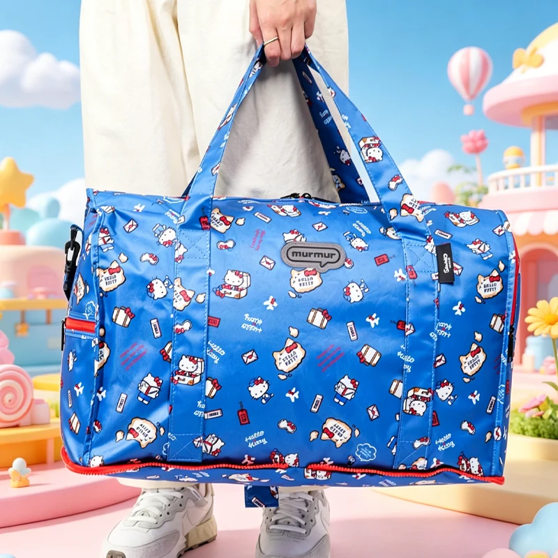 

Дорожная сумка Hello Kitty для девочек, водонепроницаемая, складная, с мультяшным рисунком Sanrio, многофункциональная, портативная, вместительная сумка для женщин
