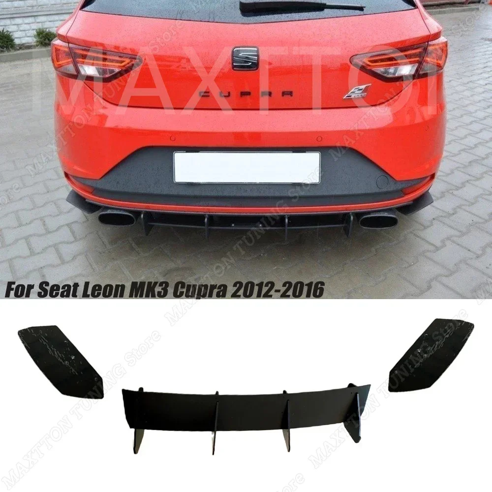 FOR SEAT LEON MK3 LEON III CUPRA REAR DIFFUSER & REAR SIDE SPLITTERS MAXTTON STYLE 4 FINS DIFFUSER TUNING 2012-2016 PREFACE