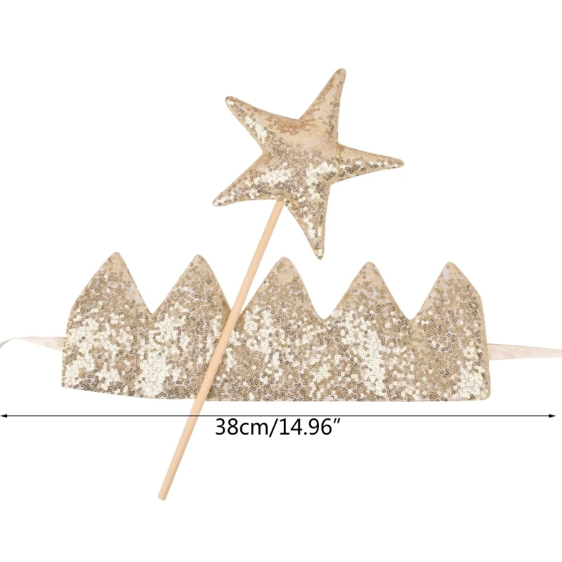 RIRI Princess Headband Star Wand Photography Props Hair Accessory for Newborns Toddlers Birthday Parties Photoshoots