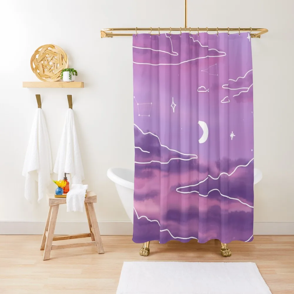 

Purple Sunset View Shower Curtain Waterproof Shower Luxury Bathroom Shower Washable Waterproof Fabric Cute Curtain