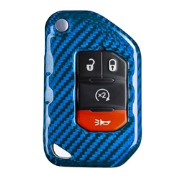 Carbon Fiber Key Fob Cover Case Protector for Jeep Wrangler JL JLU Rubicon Sahara JLU Gladiator JT Car Key Accessories 2024