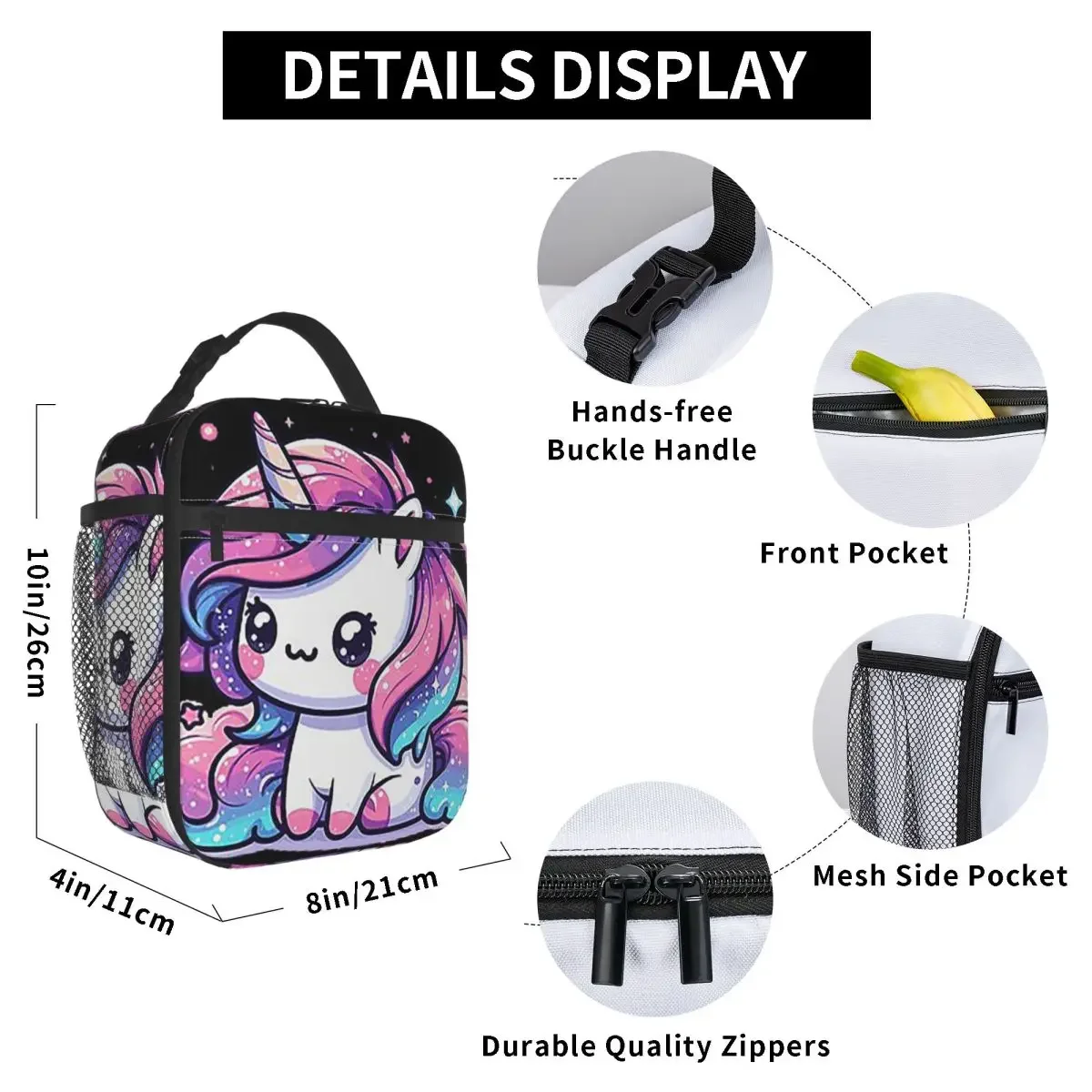 Sparkle Unicorn Magic Insulated Lunch Bag for Women Office Cooler Thermal Food Box Tote Leakproof Lunch Boxes Container