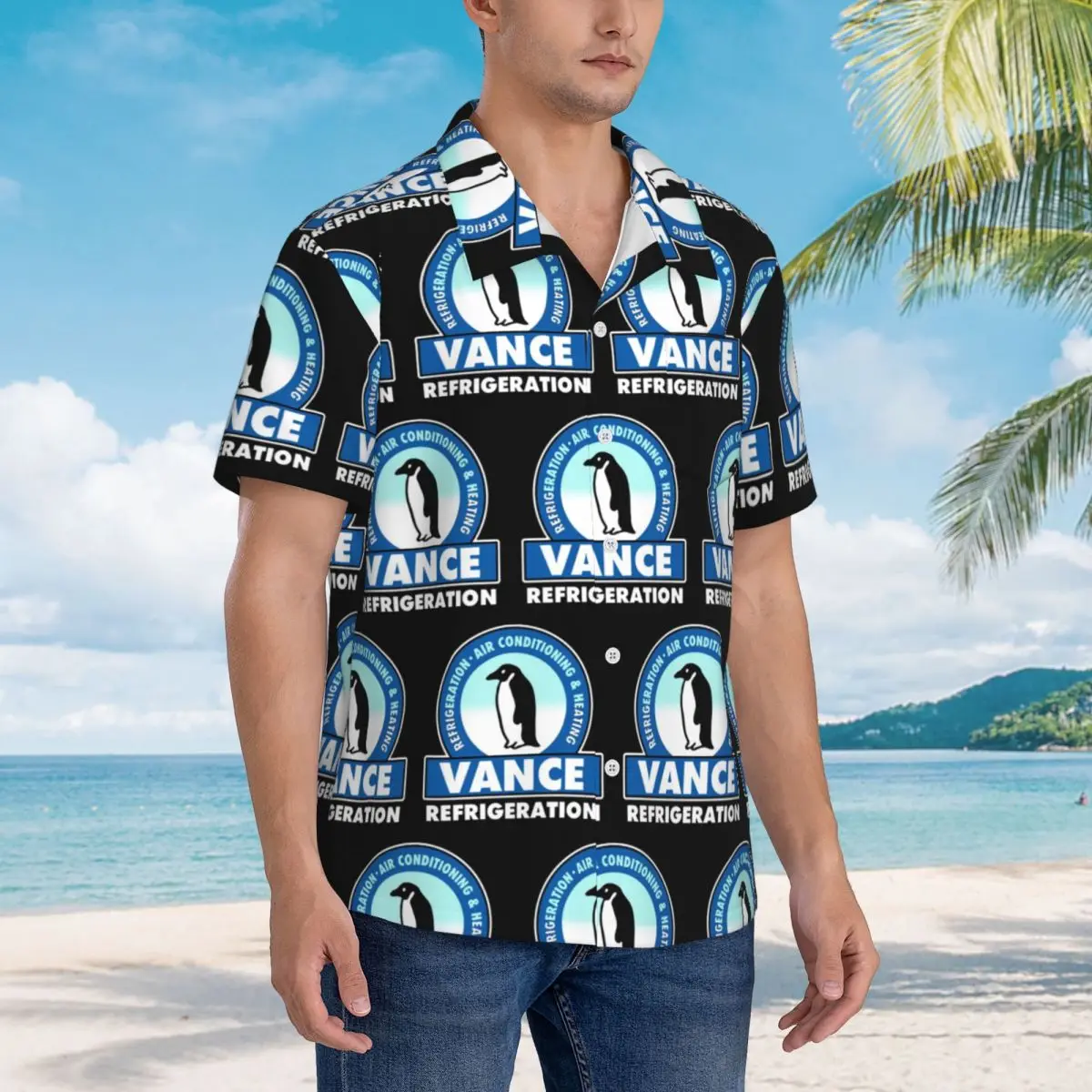 

Vance холодильные гавайские рубашки забавные мужские рубашки с коротким рукавом для лета, пляжные мужские топы с лацканами