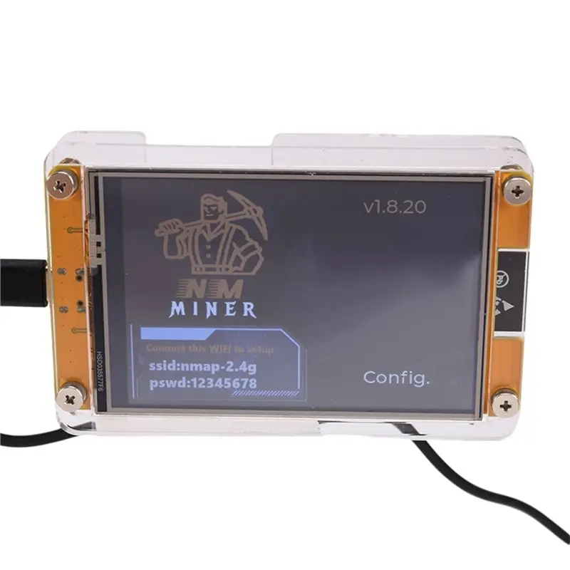 حامل 4X 1030KH/S جهاز تعدين Bitcoin Crypto 4 فتحات Nerdminer + 2.8 بوصة شاشة ذكية للتعدين المنفرد لـ Bitcoin Lottery-ABIU