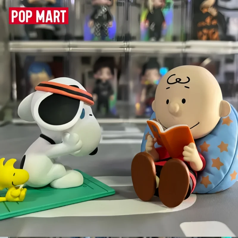 Original Authentic POPMART Snoopy Stay at Home Series Blind Box Cartoon Toys Action Figures Cute Dolls Collectible Display Piece