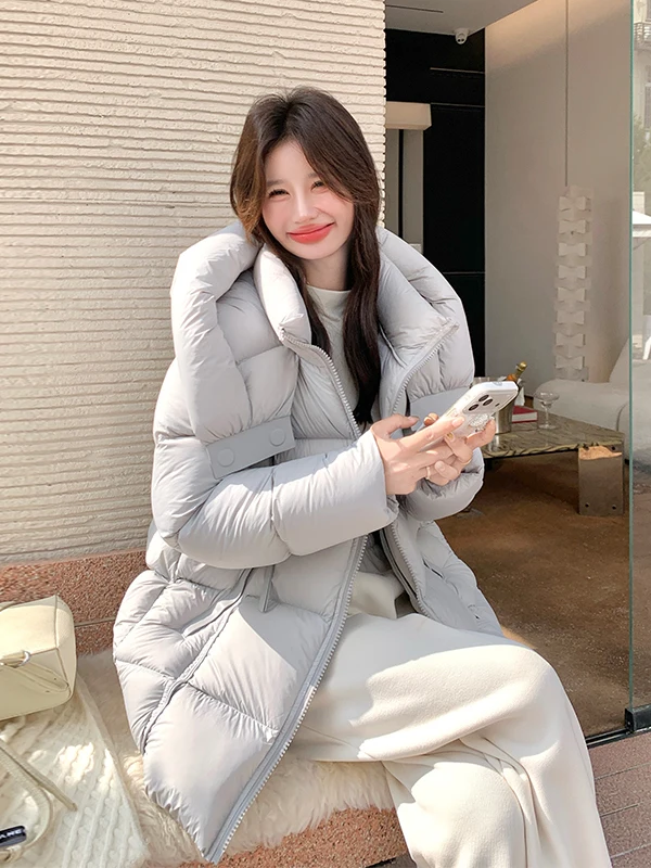 한국 슬레 티엔드 브레드 다운 자에트 여성용 겨울 패션 디자인 따뜻한 화이트 다운 코트 캐주얼 레귤러 핏 지퍼