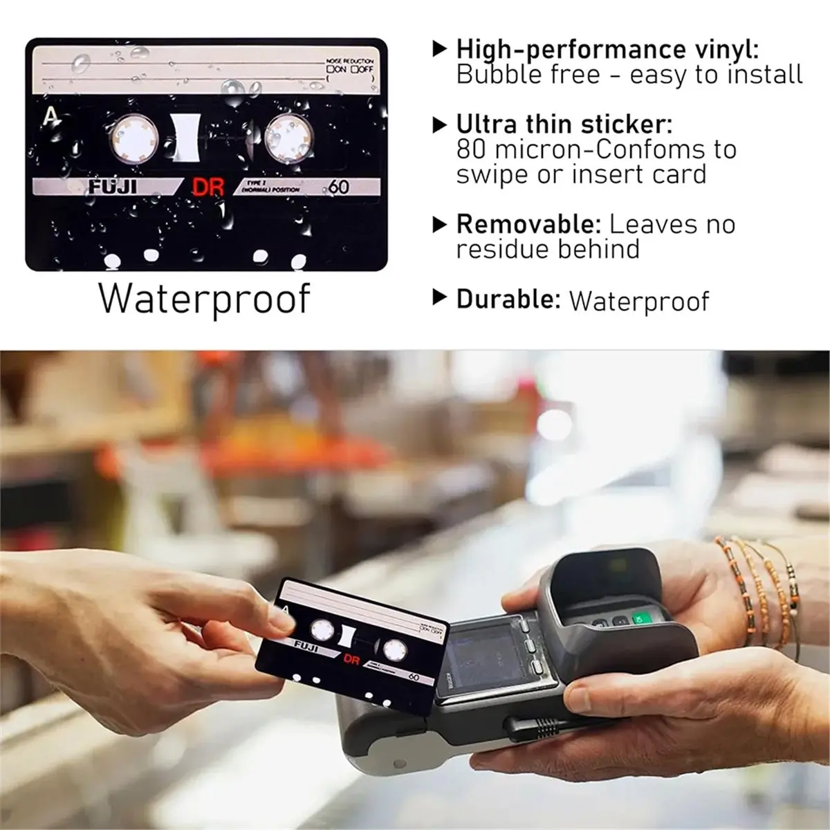 ABZT 4PCS Credit Card Skin Set Sticker Film Skin Cover Waterproof Card Sticker for Game Machine Theme Bank Card Sticker