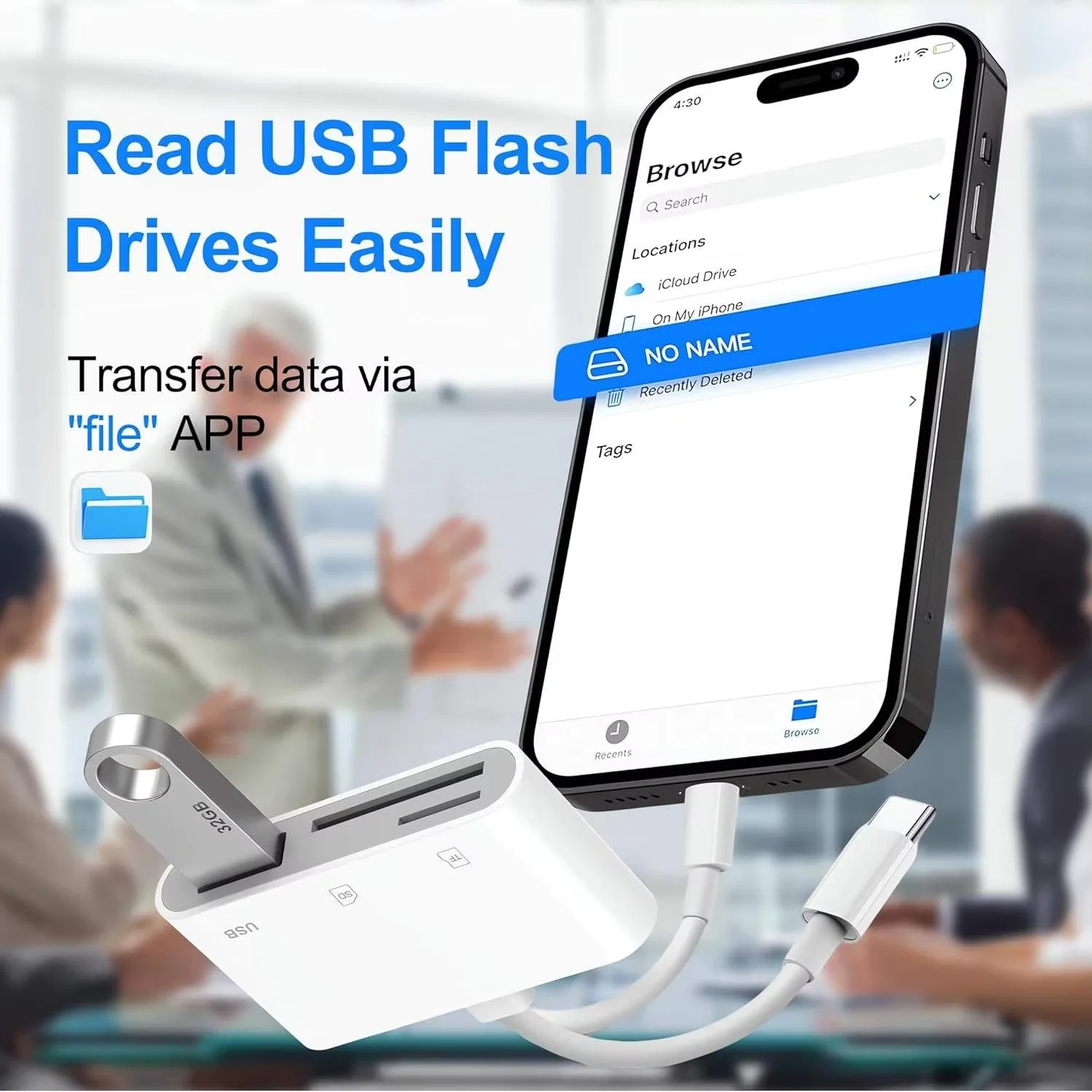 Hochgeschwindigkeits-USB3.0 3-in-1-Kartenleser-Adapter für PC/Laptop, multifunktionaler Flash-Kartenleser mit USB/Type-C, SD/TF-Speicherkartenleser – Detail 3