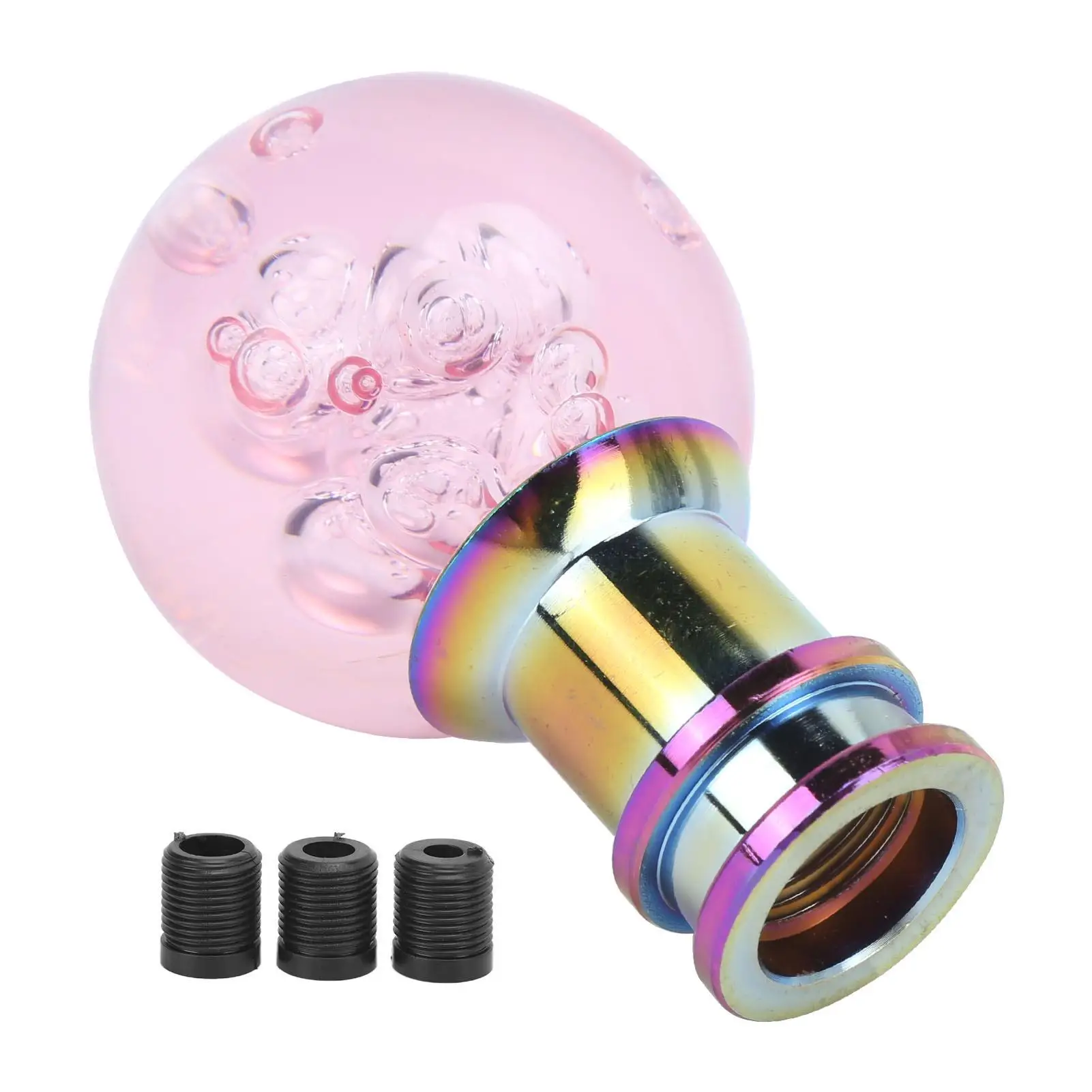 Manual Knob Gear Stick Shifter Crystal Bubble with 3 Threaded Adapters Universal Acrylic + Metal Acrylic Shifter