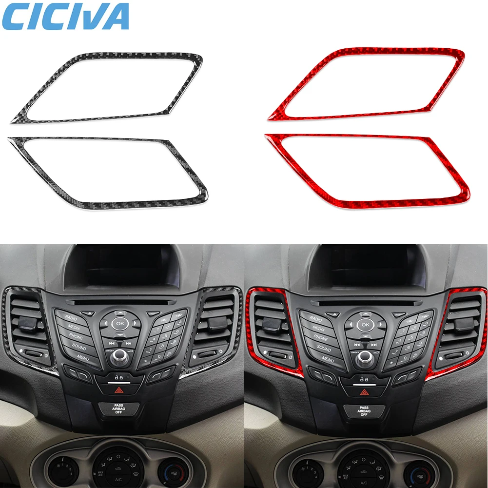 

For Ford Fiesta 2011-2019 Carbon Fiber Center Console Air Vent Outlet Surroun Panel Car Interior Accessories Decorative Stickers