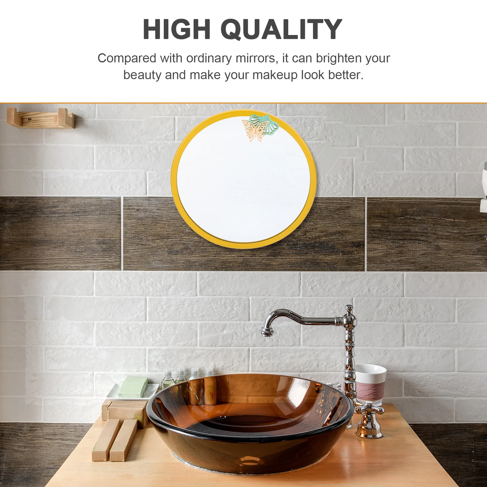 

Wall Metal Mirror Decorative Nordic Style Round Hanging Makeup Mirror for Bathroom Living Room Wall Decor