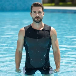 Mens 2mm sleeveless wetsuit Vest one-piece Diving Snorkling Suit Swimsuit Back Zipper Warm