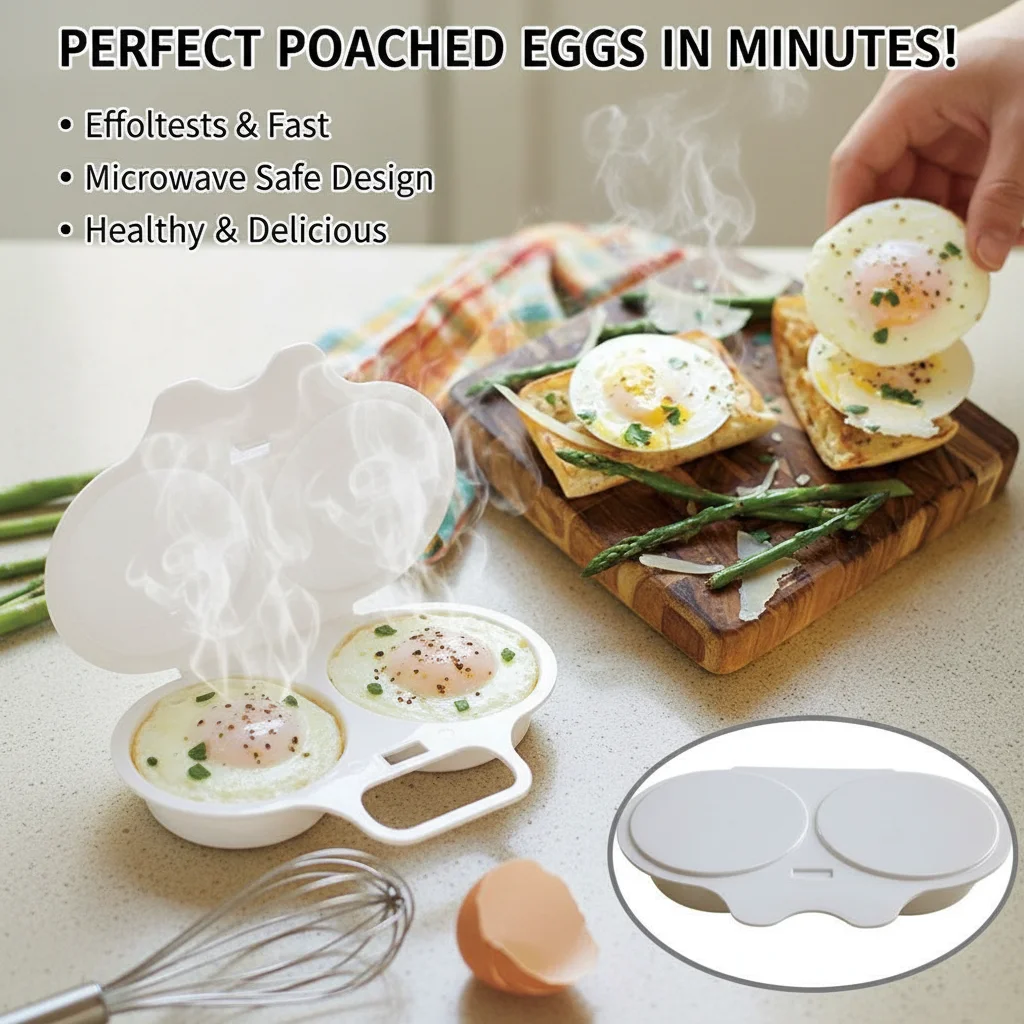 Food-Grade Plastic Microwave Egg Steamer Convenient Kitchen Cooking Mold Egg Poacher Fried Egg Tool - Kitchen Gadget