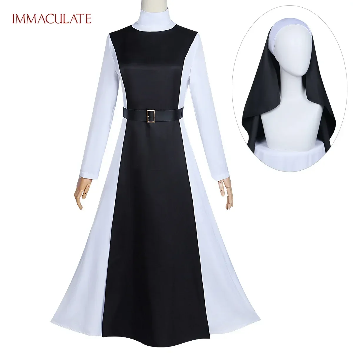 Movie Immaculate Costume Headgear Cecilia Cosplay Costume Fantasy Nun Dress Suits New Listing