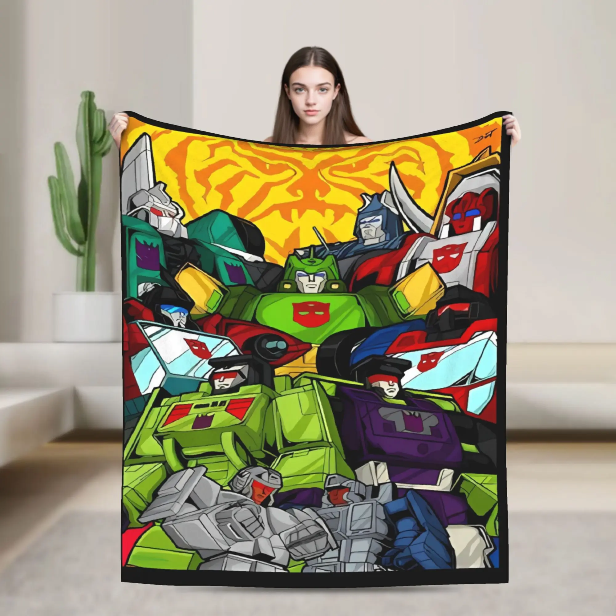 Transformered Cartoon Blanket Quality Soft  Bedding Throws Winter Camping Outdoor Street Trend Bedspread