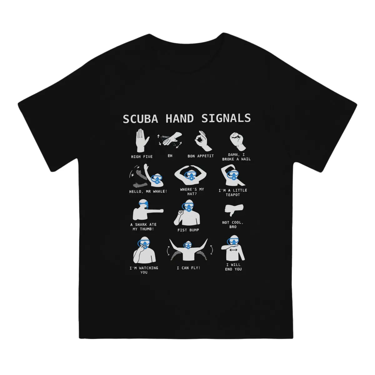 Scuba Diver Hand Signals Tshirt Men Tops Vintage Summer Clothing T Shirt