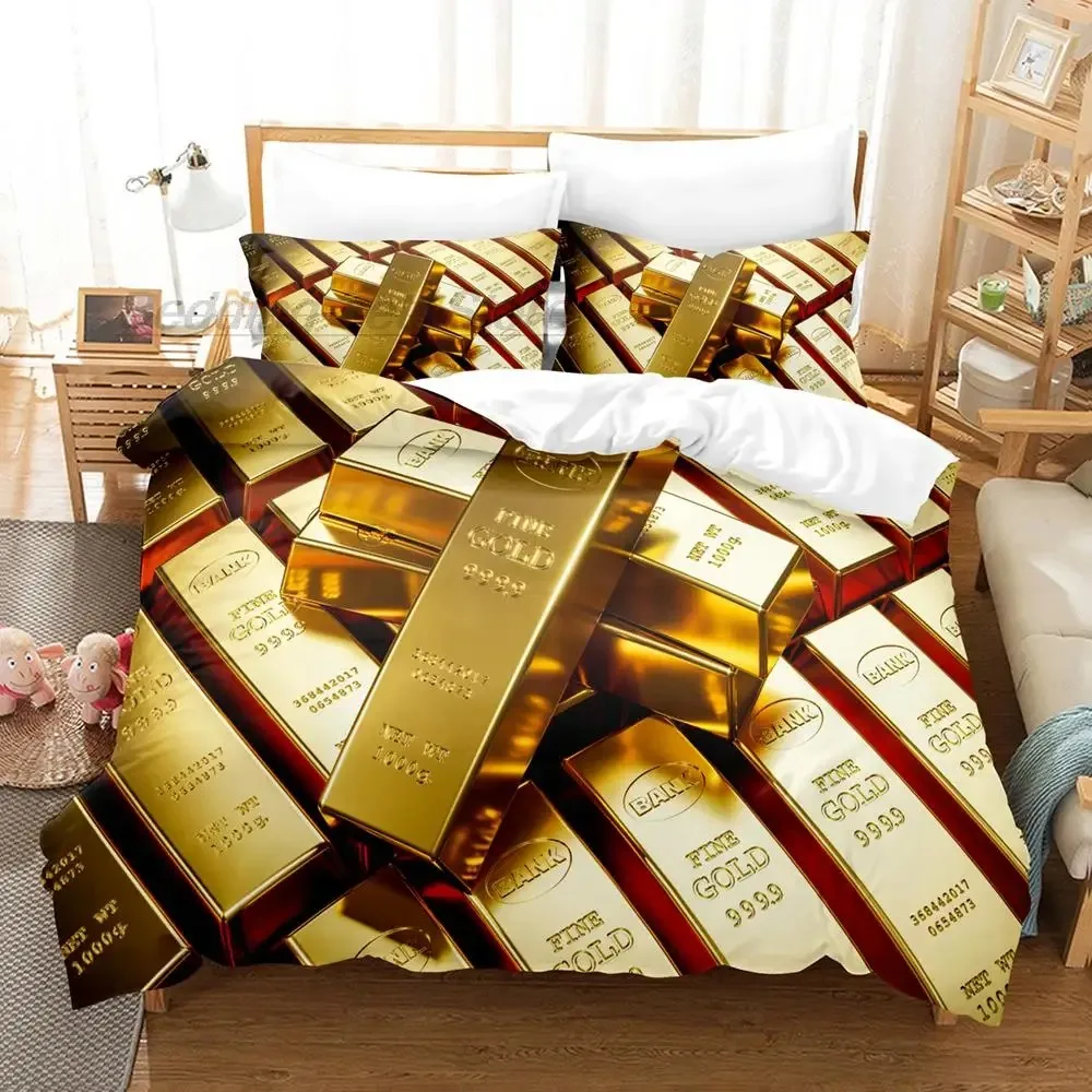 

24K Gold Bedding Set Single Twin Full Queen King Size Bed Set Aldult Kid Bedroom Duvetcover Sets 3D Yellow Gold bed sheet set