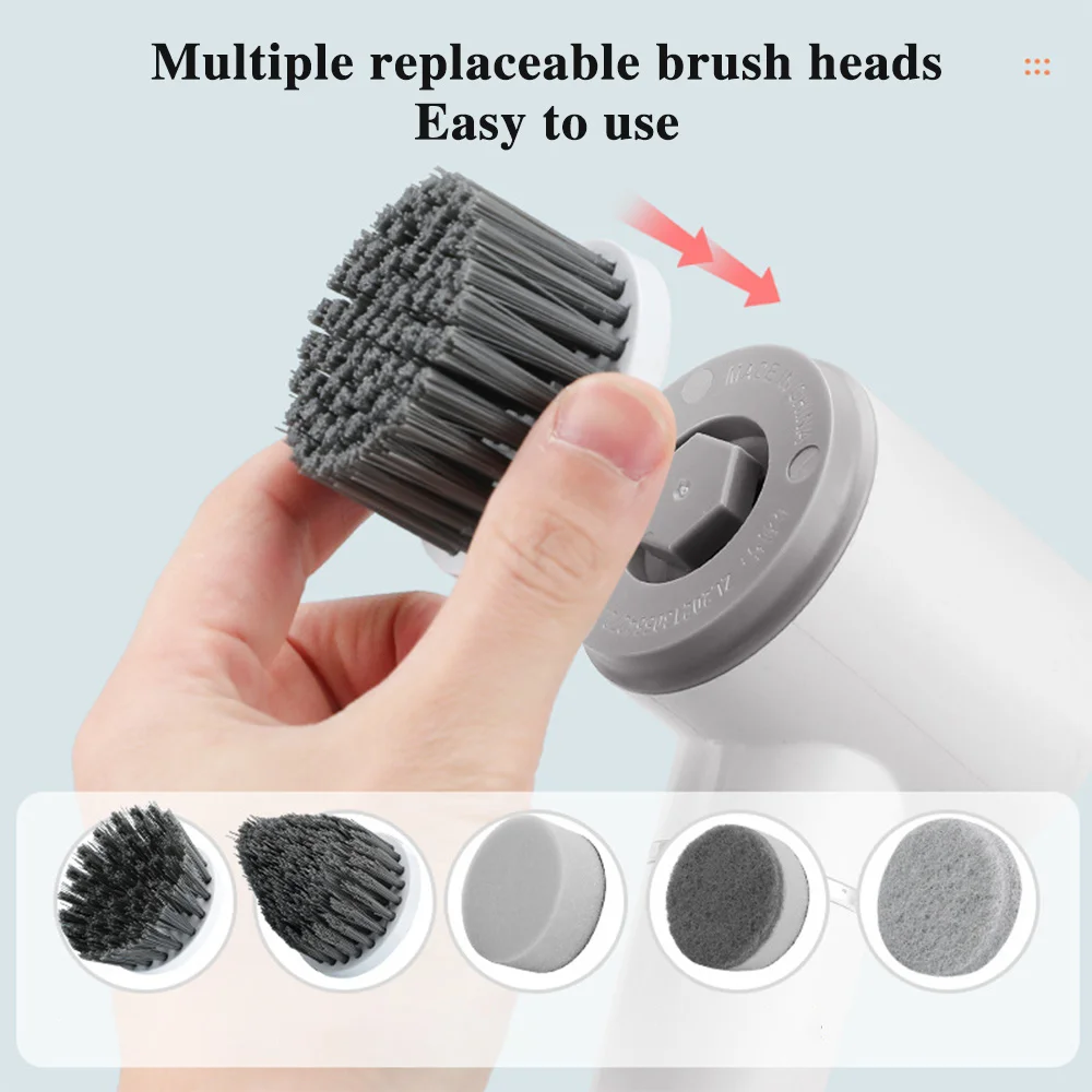 6 in 1 Electric Cleaning Brush Rotating for Kitchen Bathroom Toilet Window Household Cleaning Machine Electric Spin Scrubber