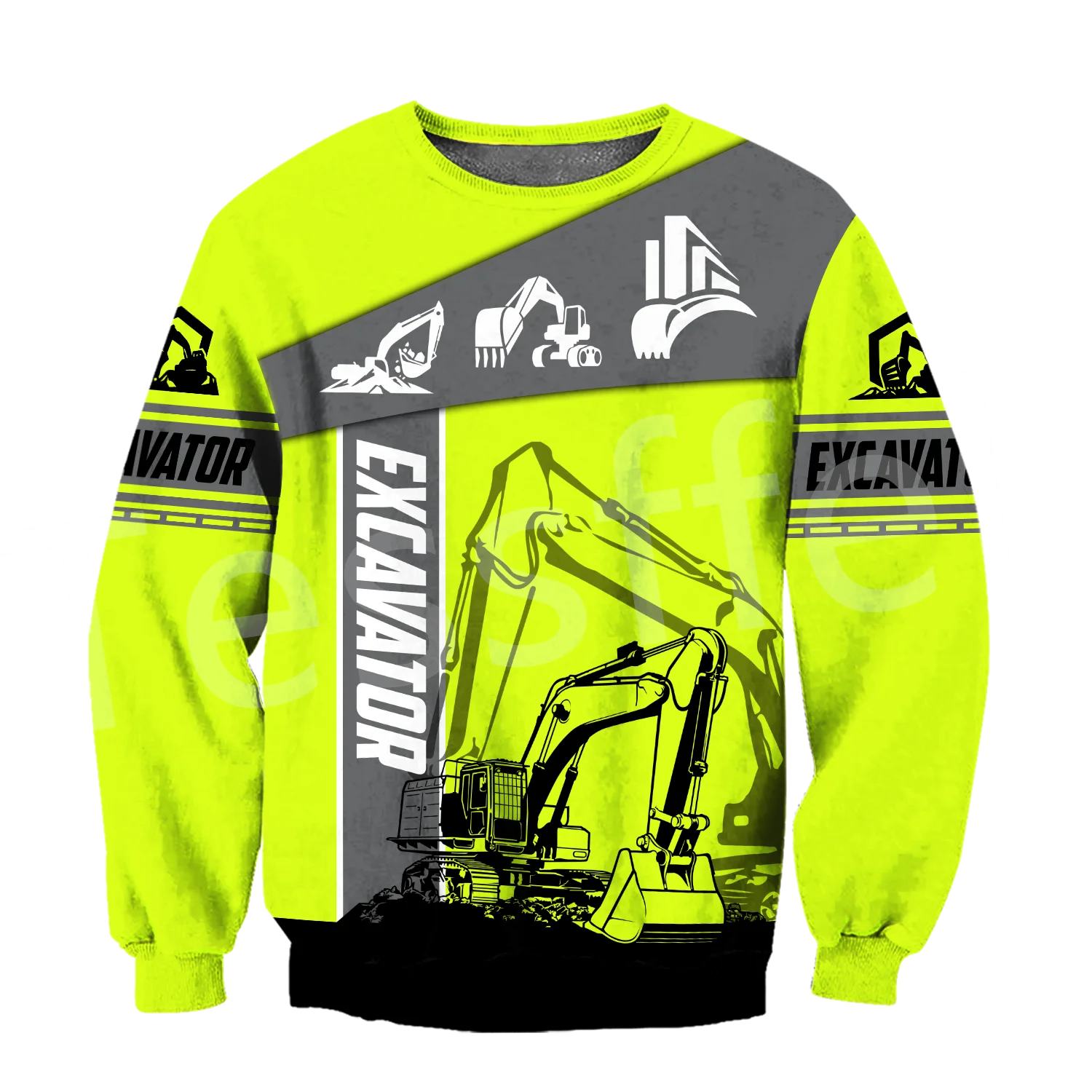 Tessffel Heavy Equipment Excavator Operator Worker Machine Tattoo Retro Long Sleeves Tracksuit Men/Women Casual Funny Hoodies X3