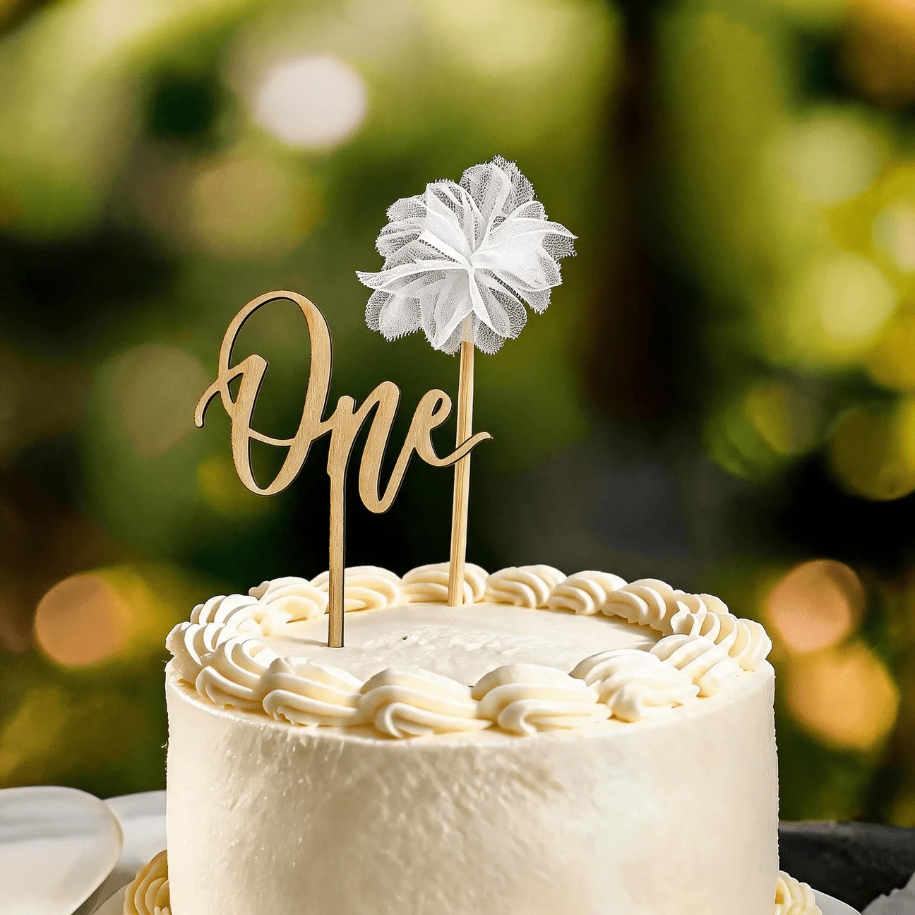 1 set of 2pcs Wooden One Cake  - đánh giá và giá Floral Picks Wood