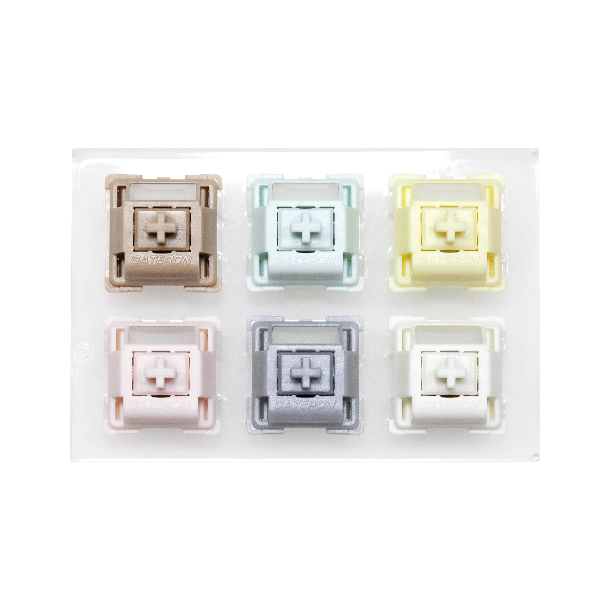 6 Gateron Smoothie switch tester switches with blank keycaps acrylic base for mechanical keyboard Chocolate Mint Banana Silver
