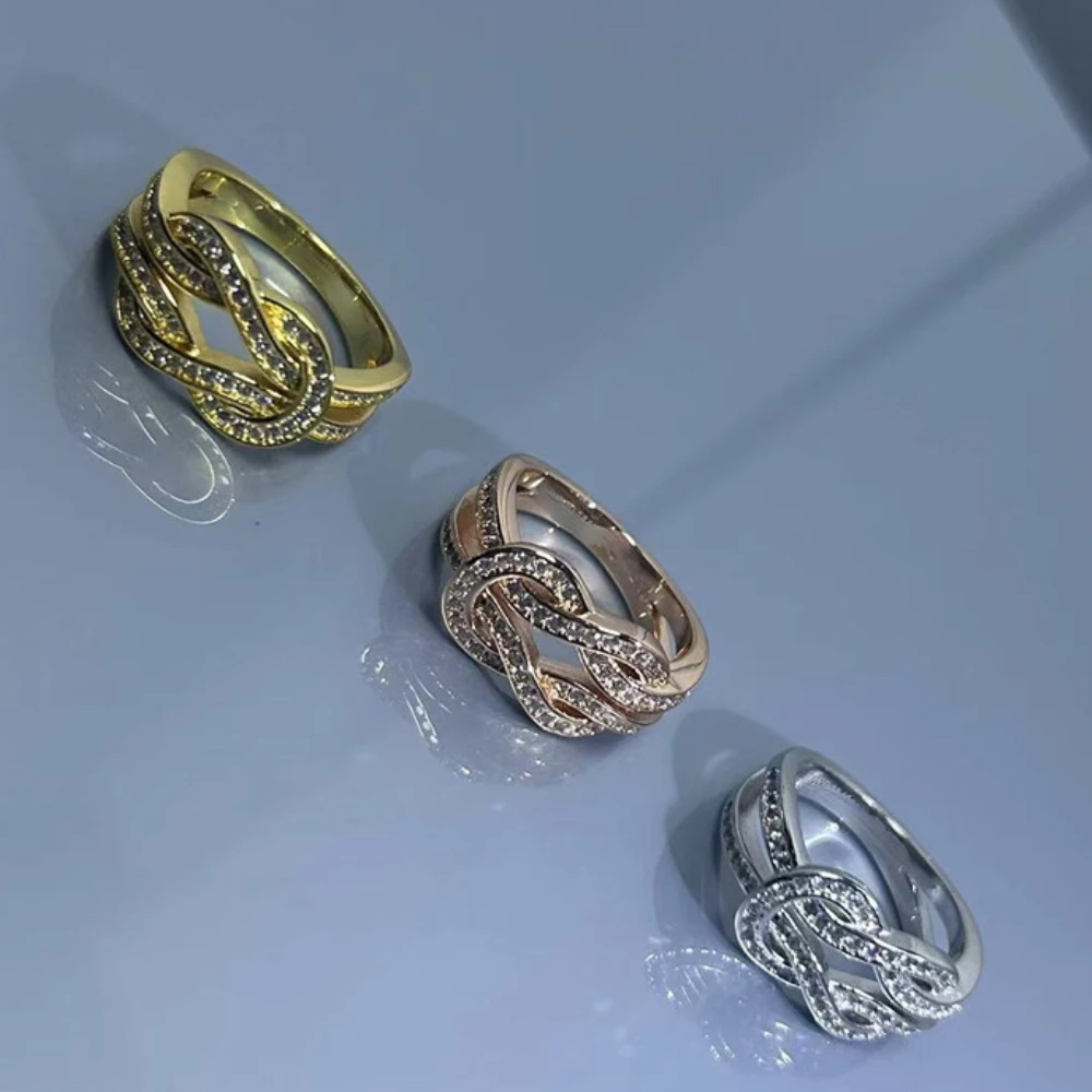 European Luxury Jewelry CHANCE INFINIE Ring - Silver 925 Fashion Couple Ring Set with Diamond Horseshoe Shape - For Party Wear