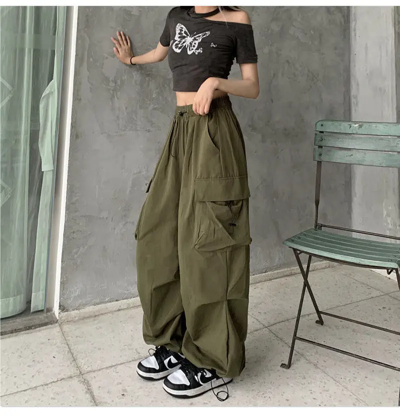 Retro-Arbeitskleidung für Damen, Sommer, gerade Passform, fließend, knöchelgebunden, lockere und lässige lange Hose mit weitem Bein – Detail 6