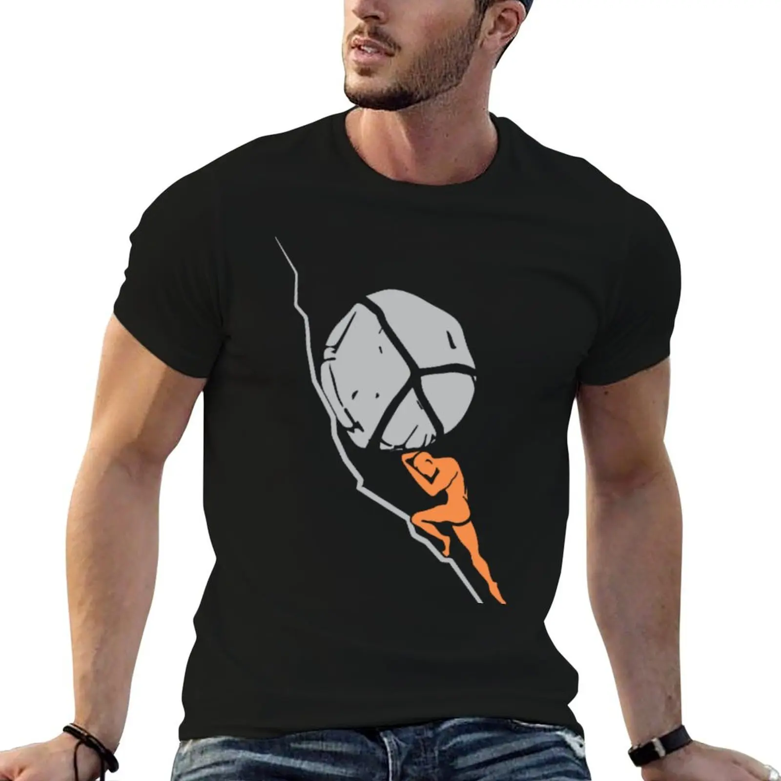 

One must imagine sisyphus happy albert camus T-Shirt cotton t shirt man man t shirt luxury cotton t shirt pack T-Shirt