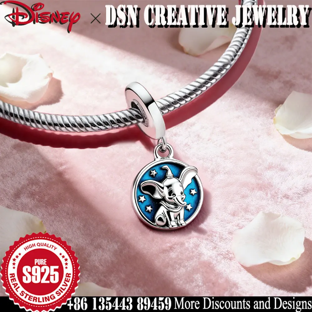 

DSN креативный кулон из стерлингового серебра 925 пробы, подвески Disney Dumbo, звездный круглый значок, оригинальные бусины, женские модные роскошные ювелирные изделия