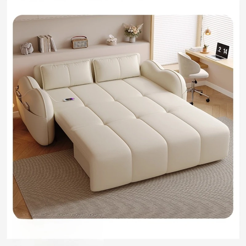 Sofa bed foldable small apartment integrated multi-function automatic telescopic bed