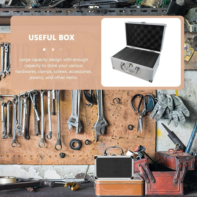 Tool Box Aluminum Alloy Instrument Case Durable Strong Portable Organizer Large Space for Warehouse Garage Household Car