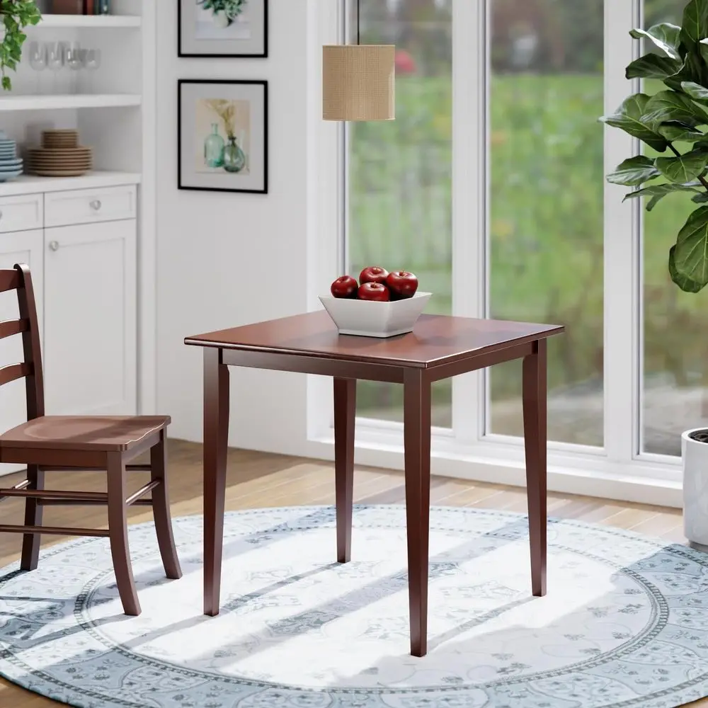 Groveland Wooden Square Dining Table, 29 in Walnut, Practical amp Elegant Table for Eating, Study, Work, Sturdy Furniture for K