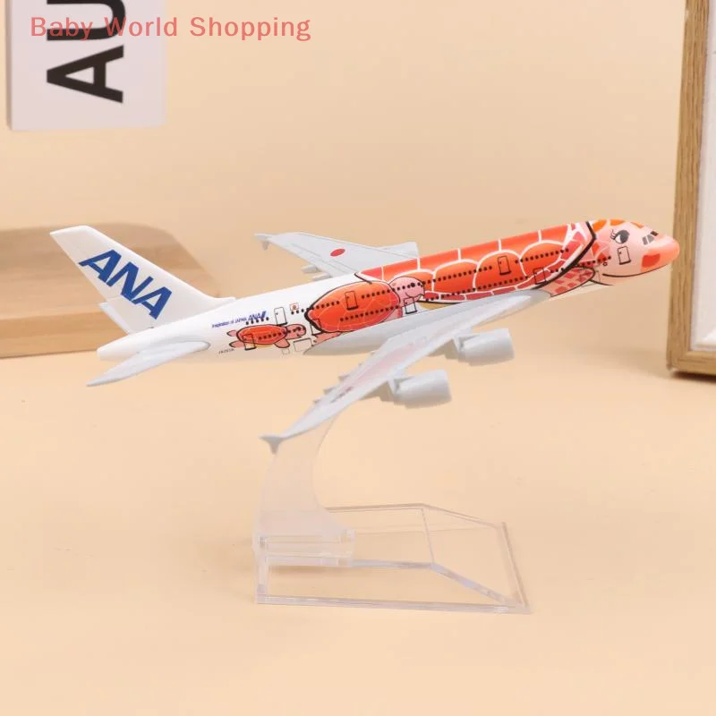 

1 Set Orange Sea Turtle Airbus 380 A380 Airways Metal Alloy Diecast Airplane 16CM Air Japan ANA Airlines Airplane Model Toy