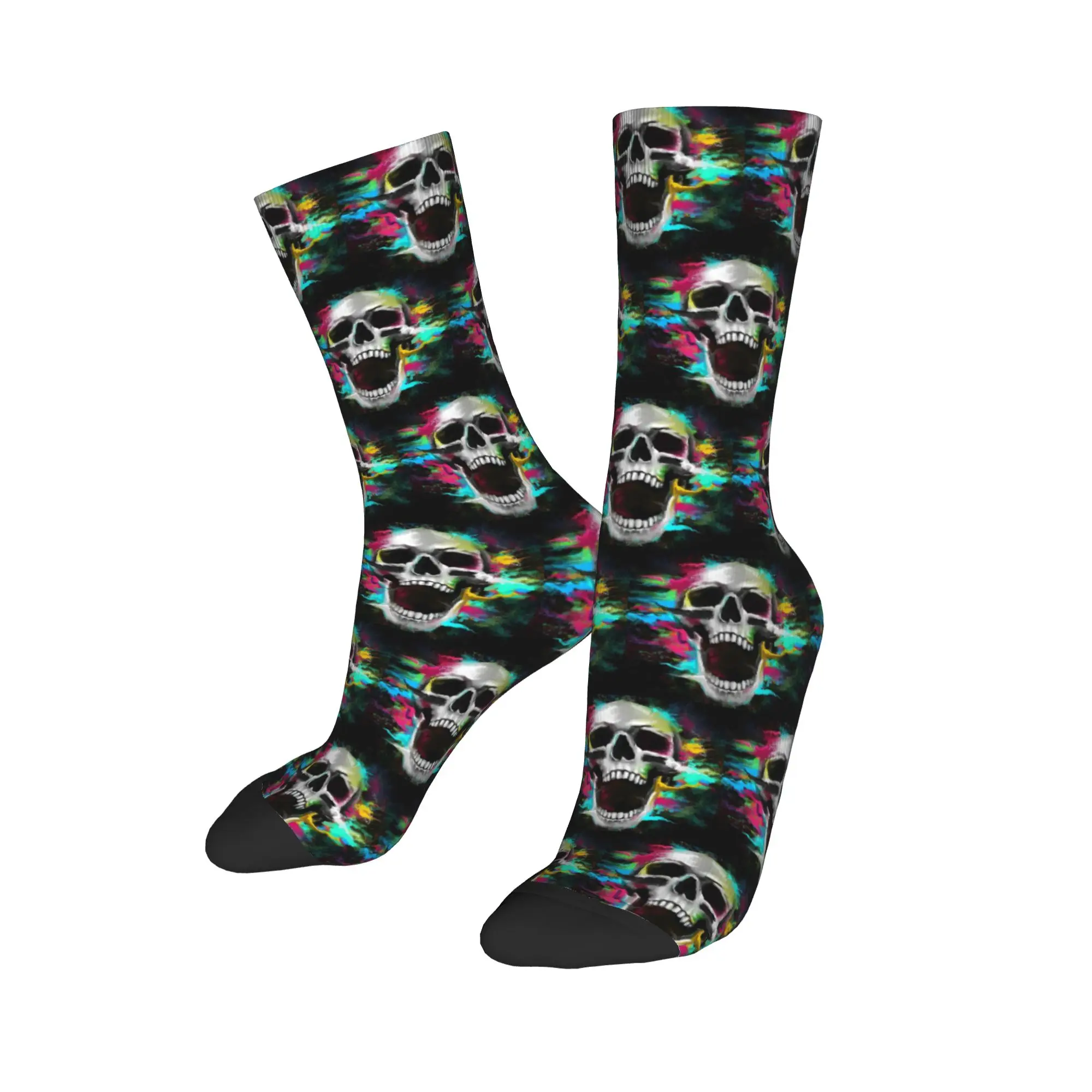 

Custom Harajuku Motorcycle Face Skull Socks Men Women Warm 3D Print Festival Sports Football Socks