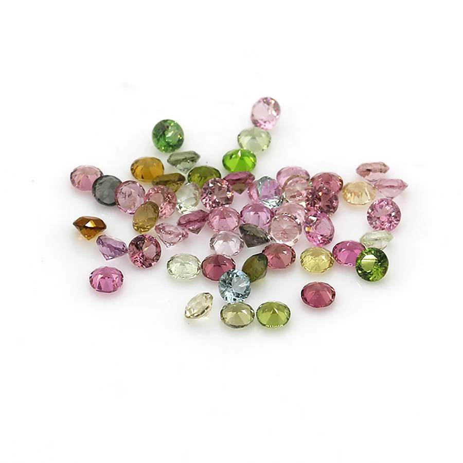 Mix Color Natural Gemstone Tourmaline Natural Round Cut Diamond