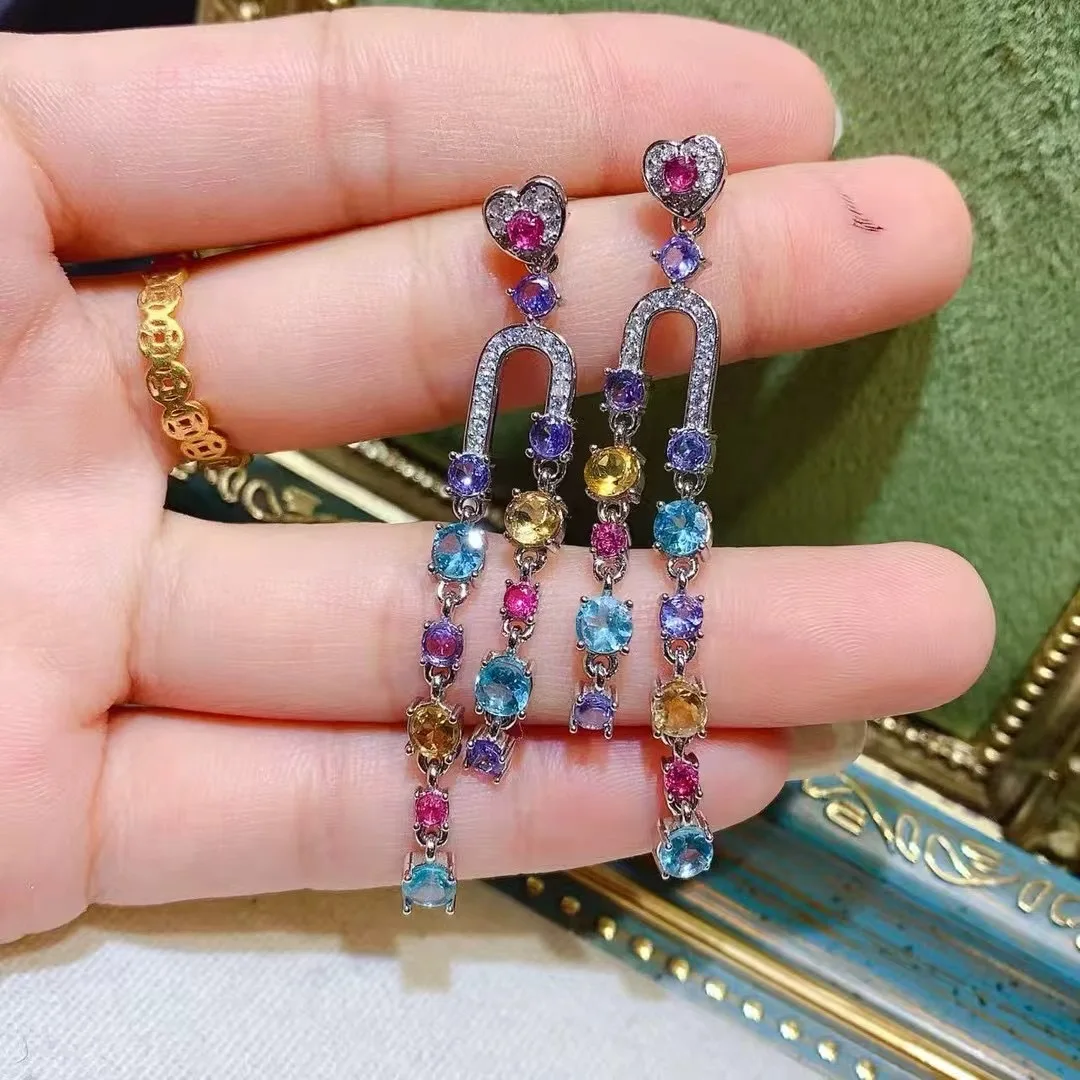 KJJEAXCMY – boucles d'oreilles haut de gamme pour femmes, Tanzanite naturelle, argent S925 avec galvanoplastie, haute clarté, brillant complet