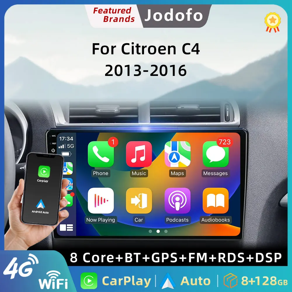 

2 Din Android 12 Car Radio for Citroen C4 2 B7 2013 2014 2015 2016 Multimedia Video Player GPS Navigation 4G Carplay Auto QLED