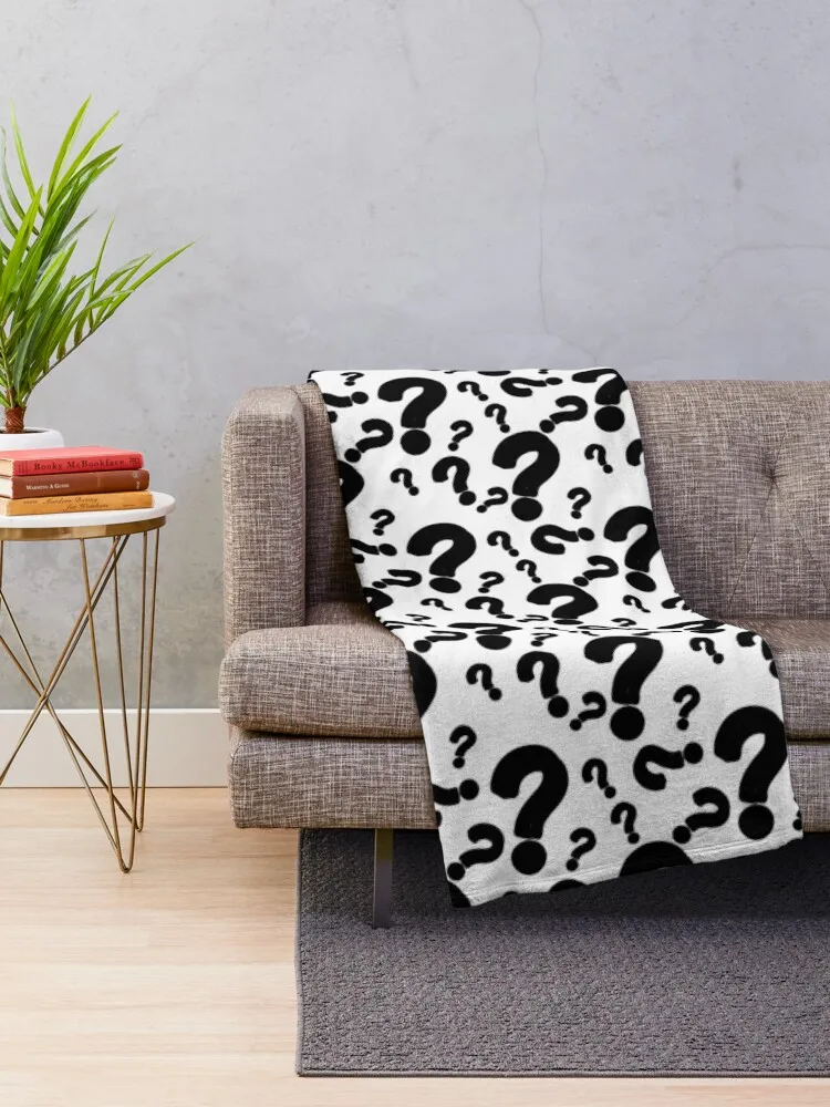 White Black Question Mark Pattern Throw Blanket Cute Plaid For Sofa Thin Plaid on the sofa Extra Large Throw Blankets