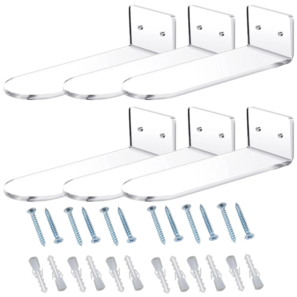 

6 Pcs Floating Shoe Rack Acrylic Wall Mounted Hanger Shelves for Athletic Shoes Display Stand Sneakers Shelf Transparent