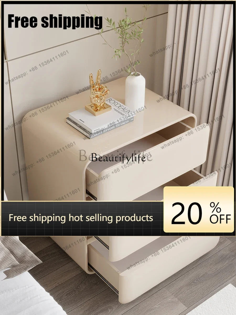 HJ Italian Minimalist Minimalist Side Cabinet Storage Organizer Light Luxury Solid Wood Chest of Drawers