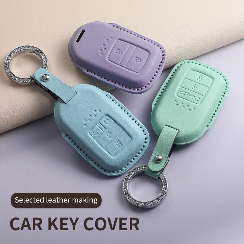 PU Leather Car Remote Key Fob Case Keychain Cover for Honda CRV XRV HRV URV VEZEL BREEZE Accord Civic Integra Crider JADE