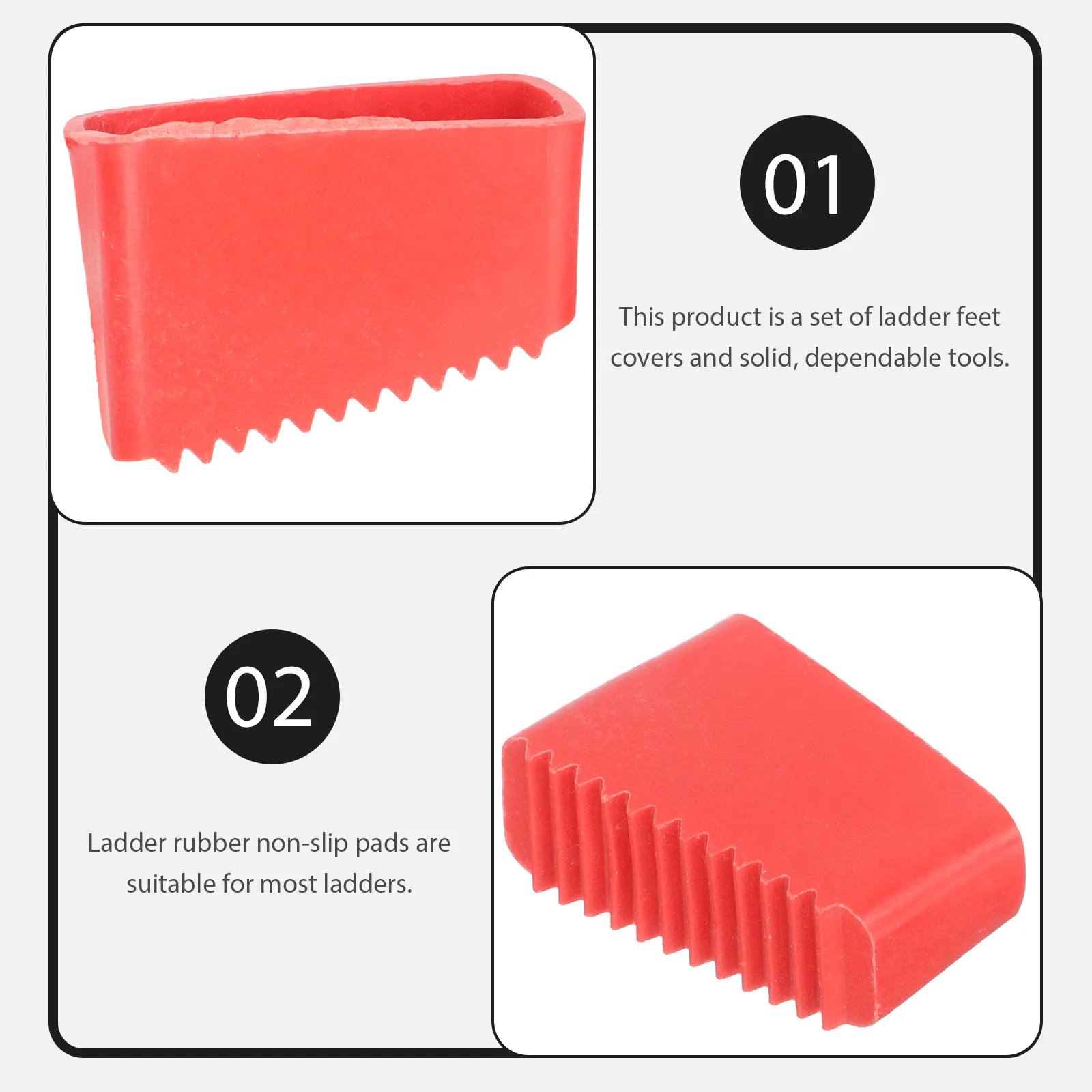 4Pcs Non-slip Ladder Feet Accessories Double Layer Rubber Step Pads Replacement Foldable Safety Stair Mats Protect Floors Tiles