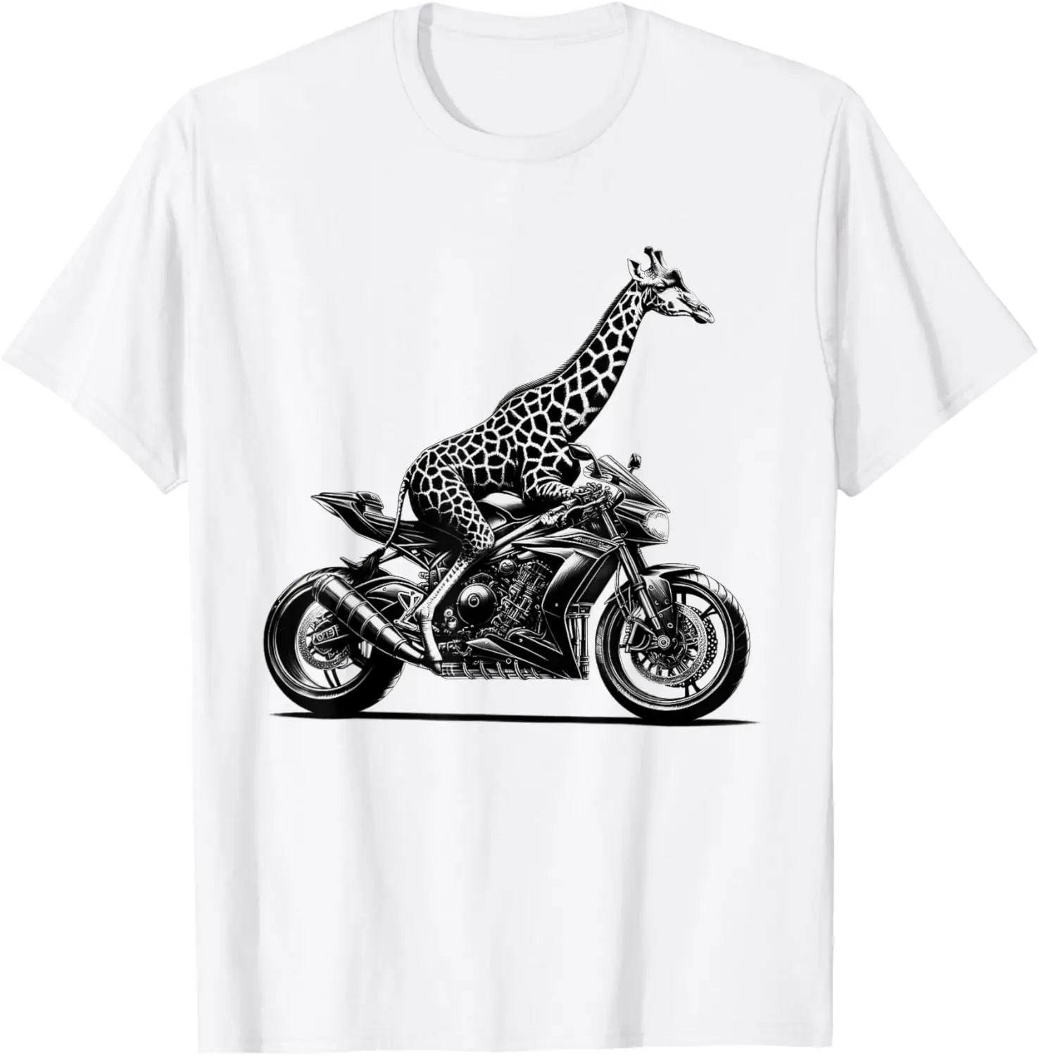 

Cool Giraffe Riding a Motorcycle Biker Giraffe Lover T-Shirt