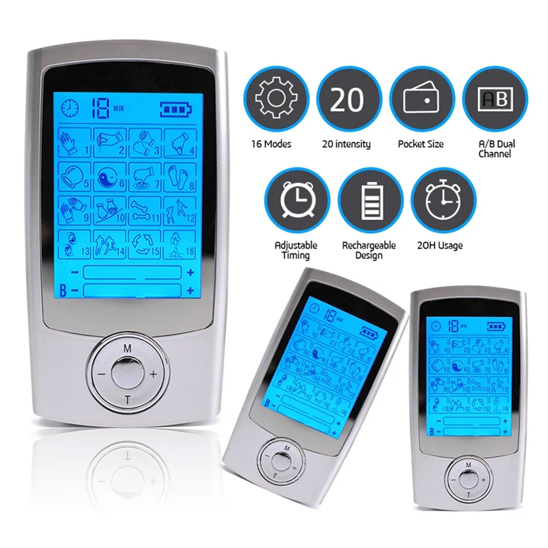 ABVI-EMS الوخز بالإبر العلاج الرقمي الكهربائي 16 طرق مدلك الكهربائية الجسم نبض تدليك عشرات العضلات محفز